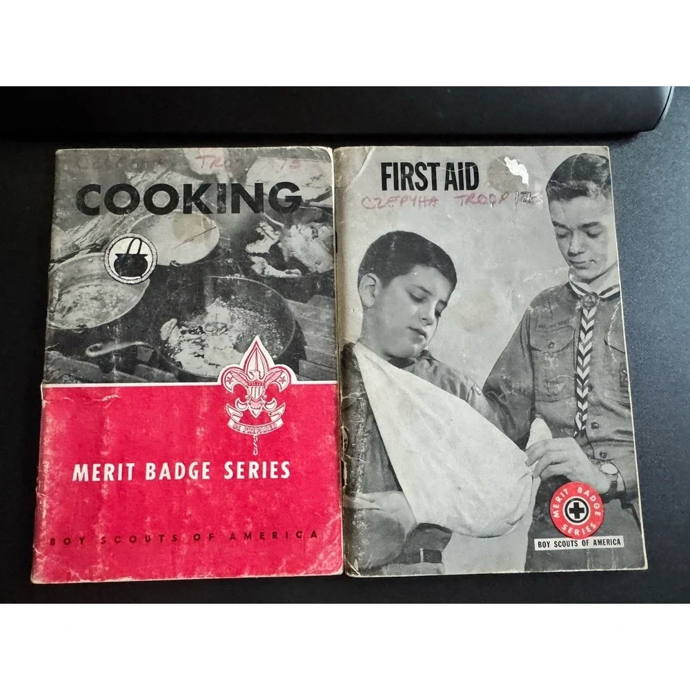 2  Vintage Boy Scouts Of America Merit Badge Series Books - Cooking & First Aid